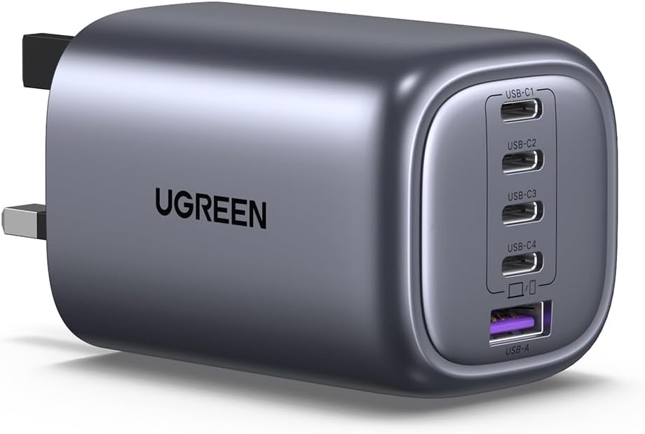 UGREEN Nexode 100W USB C Charger Set 4-Ports GaN Laptop Charger Adapter Type C Fast Wall Charger Plug with 100W USB C Cable for MacBook Pro/Air, HP/Dell/Lenovo, iPhone 16 Pro/15, Galaxy S24/S23, etc