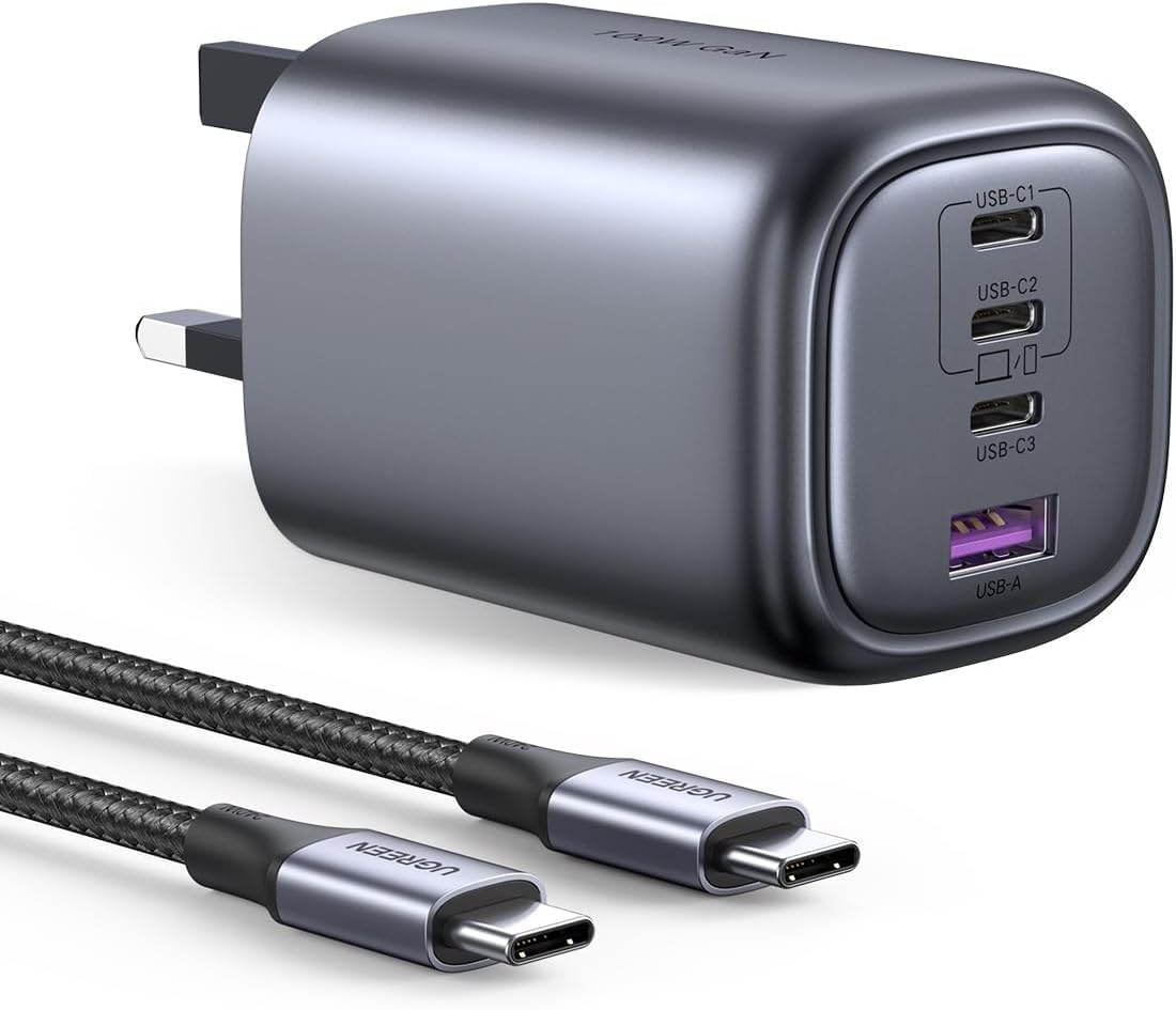 UGREEN Nexode 100W USB C Charger Set 4-Ports GaN Laptop Charger Adapter Type C Fast Wall Charger Plug with 100W USB C Cable for MacBook Pro/Air, HP/Dell/Lenovo, iPhone 16 Pro/15, Galaxy S24/S23, etc